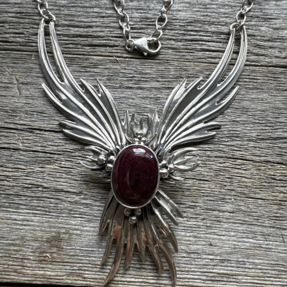 Navajo Sterling Silver Purple Spiny Oyster Chain Lariat Y Necklace Earrings Set - Picture 6 of 12